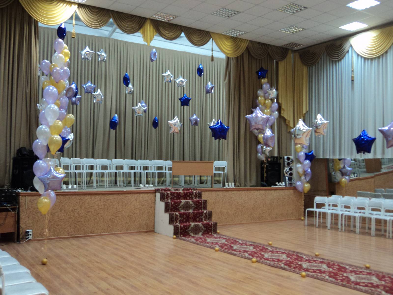 Украшение зала на выпускной в школе 4 класс шарами фото